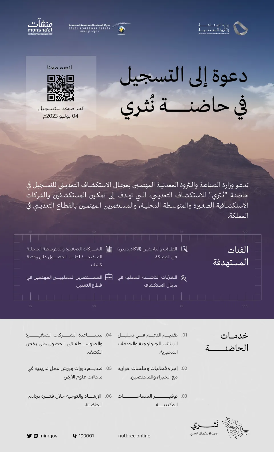 The Ministry of Industry and Mineral Resources invites mining explorers to register in the "Nuthri" incubator